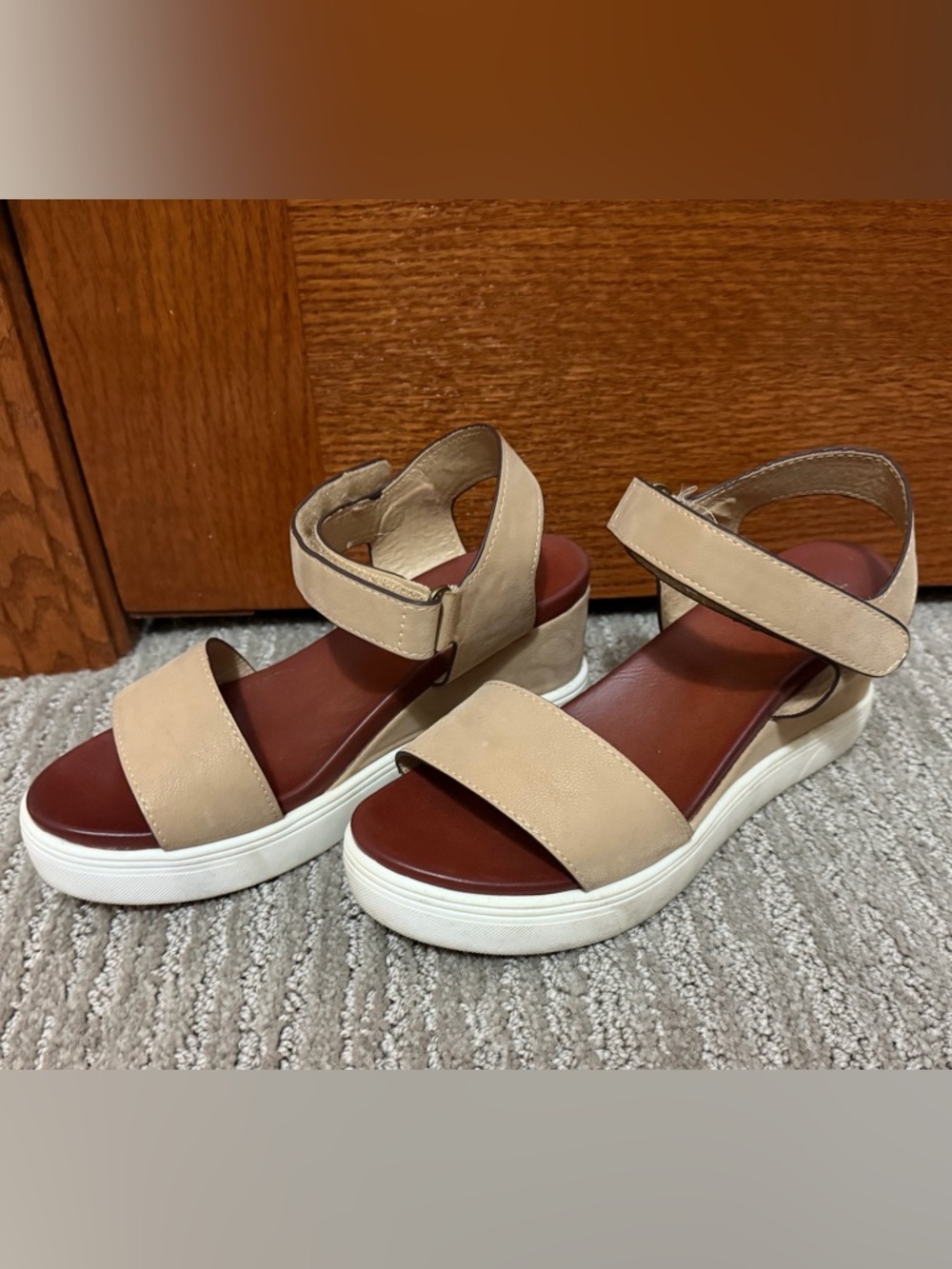 Mia Tan Platform Sandals with Adjustable Strap - Picture 2 of 3